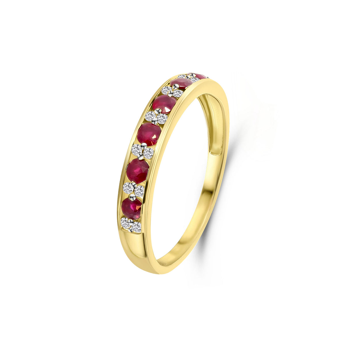 Inel din aur galben cu rubin și diamante R404-R40762BS-RU-Y