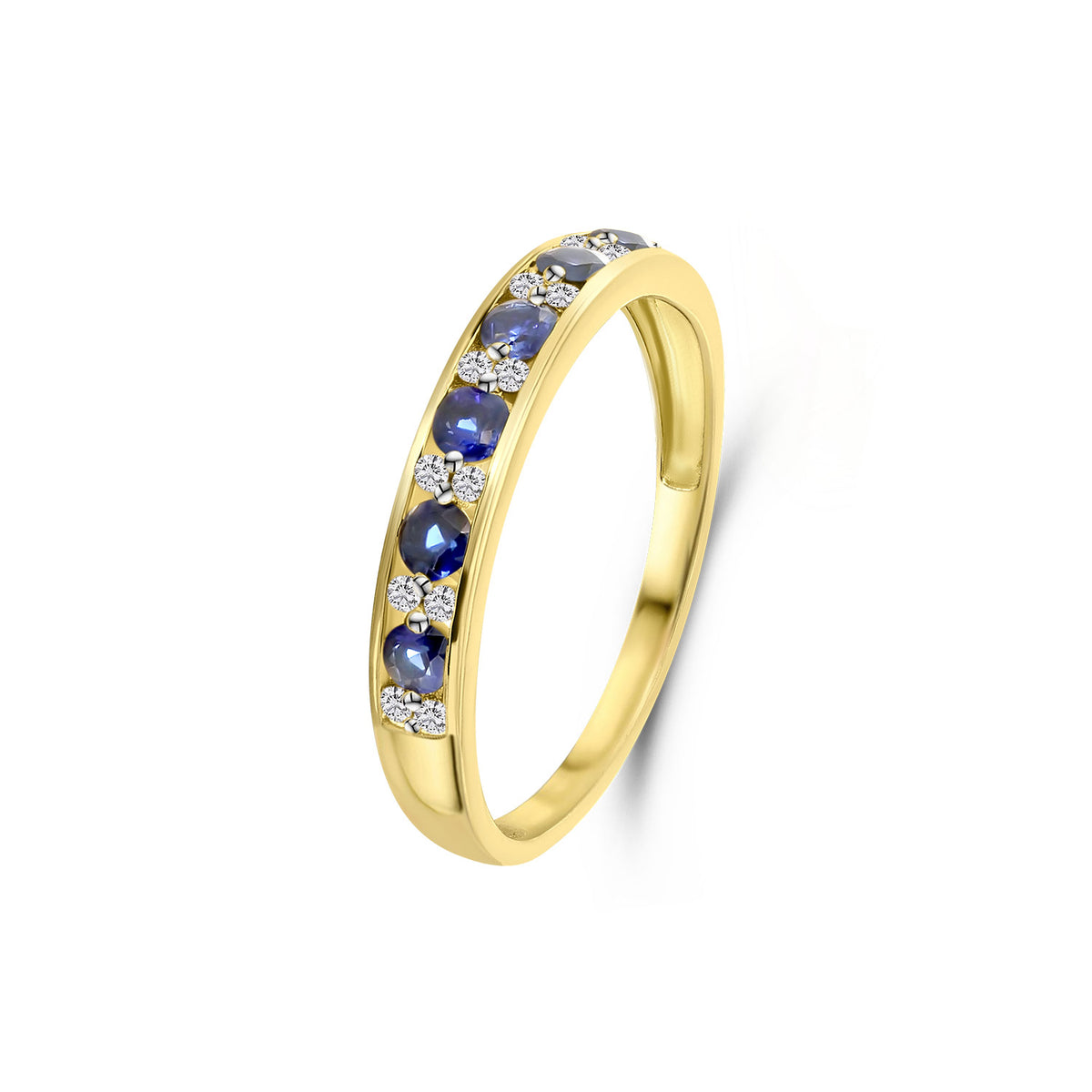 Inel din aur galben cu safir și diamante R404-R40762BS-SA-Y