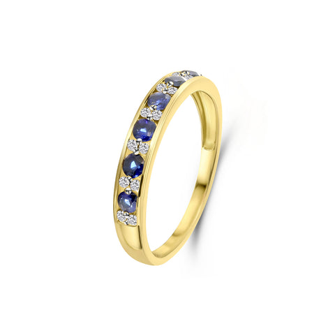 Inel din aur galben cu safir și diamante R404-R40762BS-SA-Y