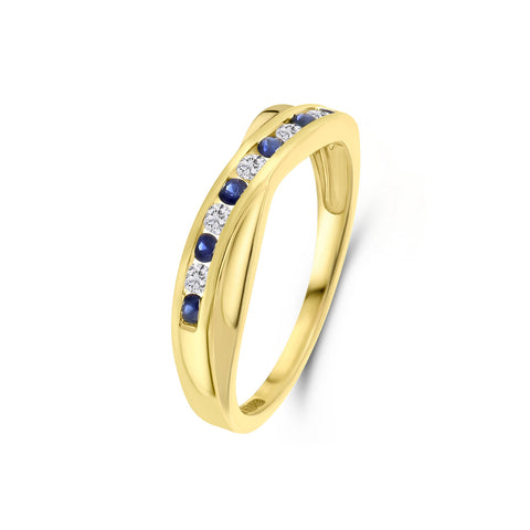 Inel din aur galben cu safir și diamant R404-R40782-SA-Y