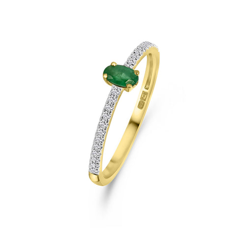 Inel din aur galben cu smarald verde și diamante R404-R40826-EM-Y