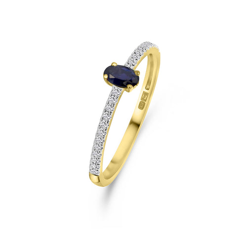 Inel din aur galben cu safir și diamante R404-R40826-SA-Y