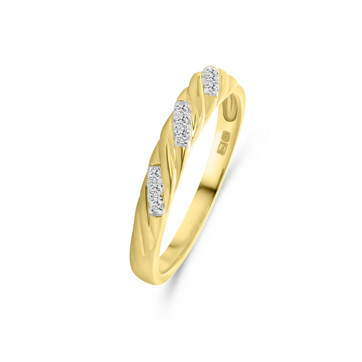 Inel din aur galben rasucit cu diamante R404-R42443-Y
