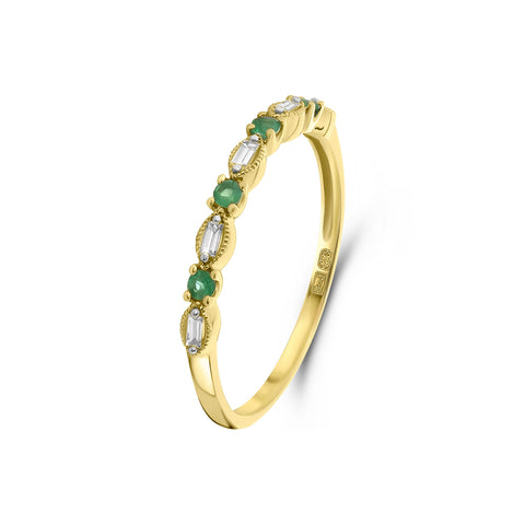 Inel din aur galben cu diamante si smarald R404-R42898-EM-Y