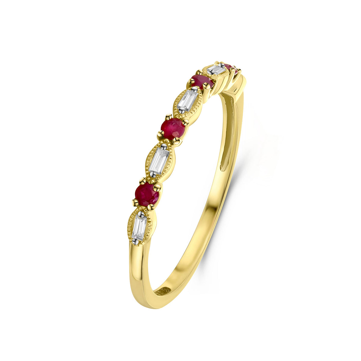 Inel din aur galben cu diamant si rubin R404-R42898-RU-Y