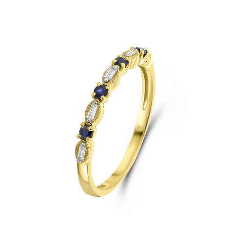 Inel din aur galben cu diamant și safir R404-R42898-SA-Y