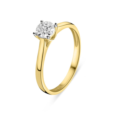 Inel solitar din aur galben cu diamant cultivat în laborator R404-RG46503-LG-YW