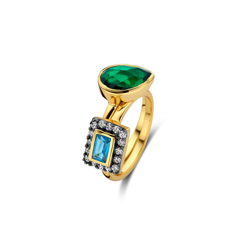 Inel placat cu aur cu pietre colorate 163S0169