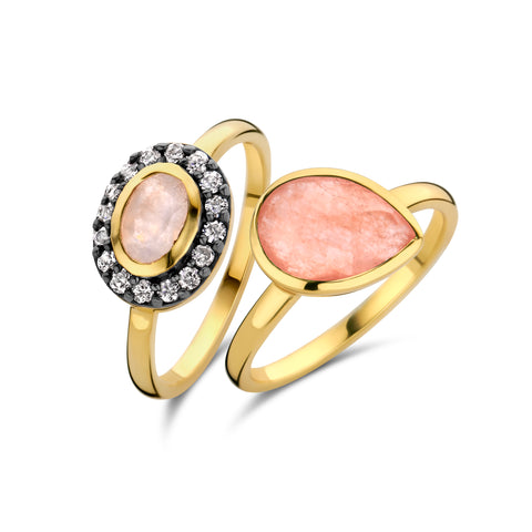 Inel placat cu aur cu jad, calcit si zirconiu 163S0171