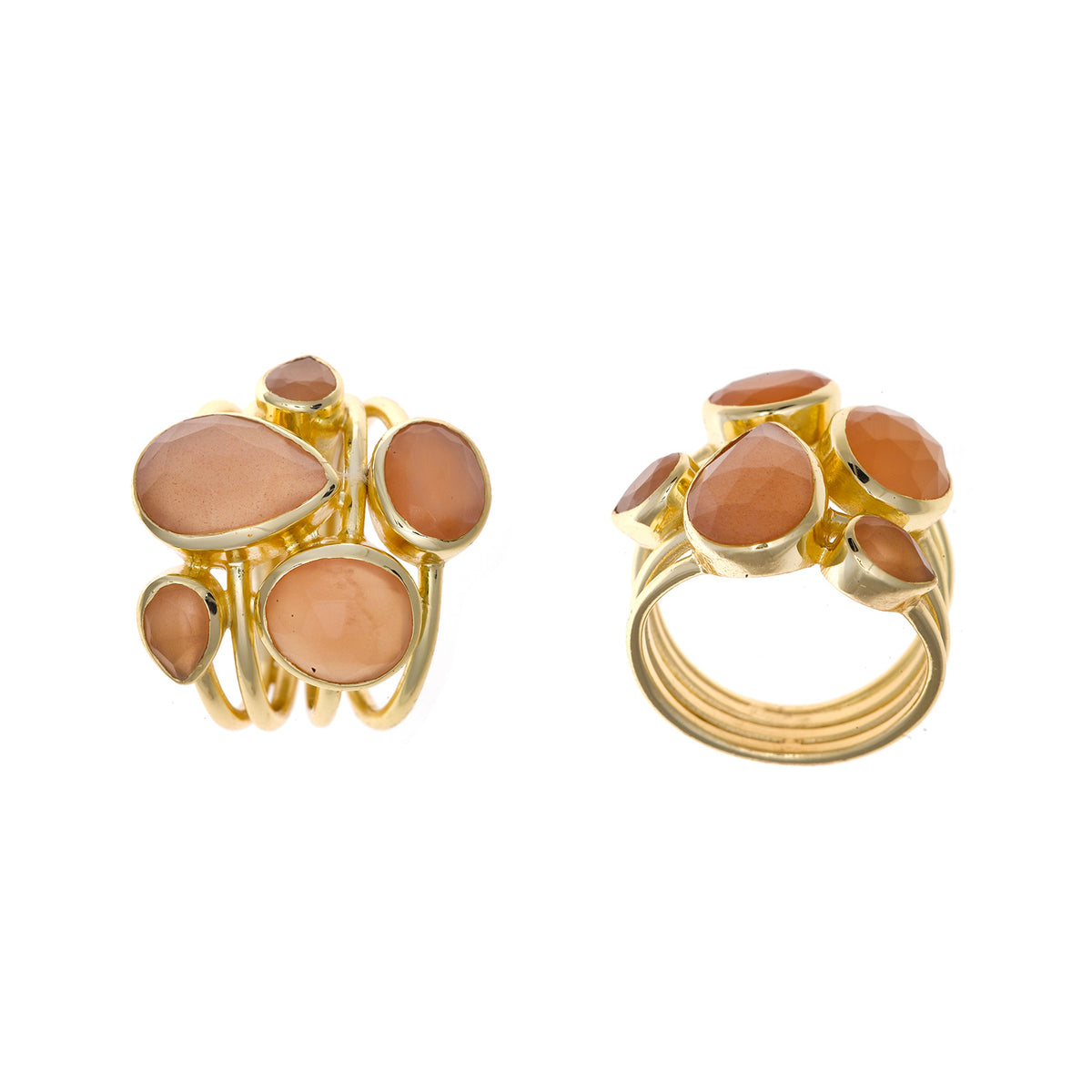 Inel placat cu aur si piatra de luna