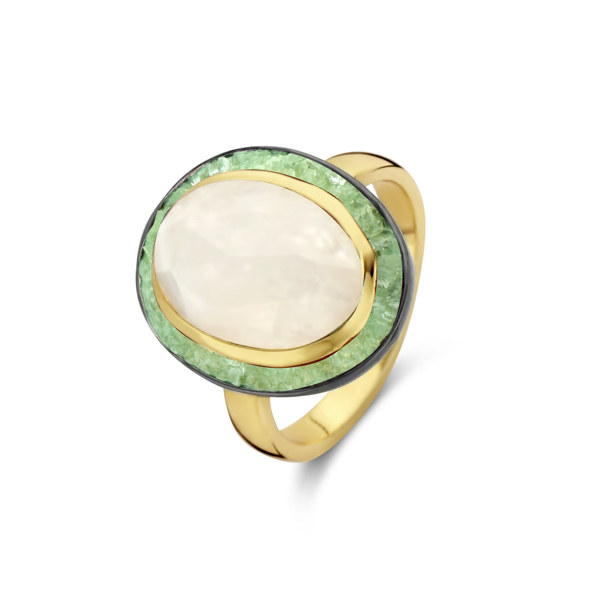 inel placat cu aur cu piatra de luna 163S0277