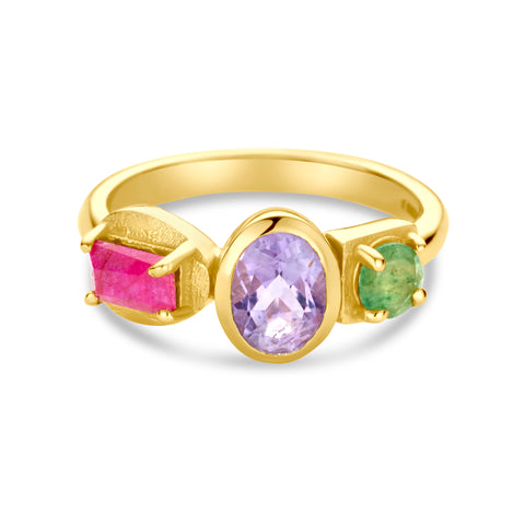 Inel placat cu aur cu pietre colorate 163S0288