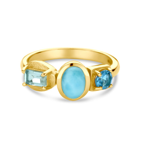Inel placat cu aur cu Topaz - Larimar - Iolite 163S0289