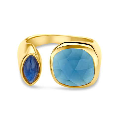 Inel placat cu aur cu sodalit si iolit 163S0291