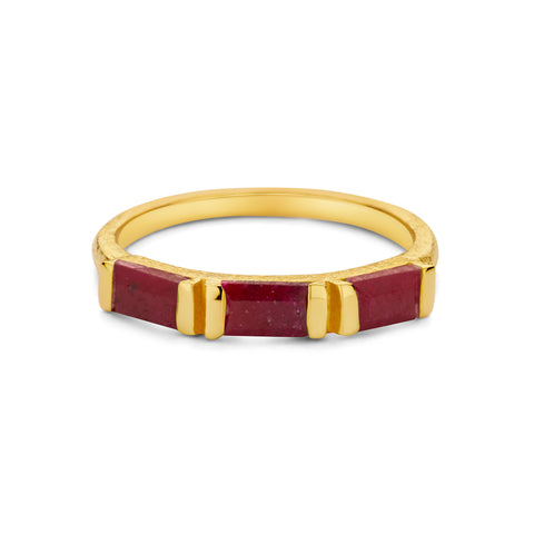 Inel placat cu aur cu pietre rubin - 163S0301