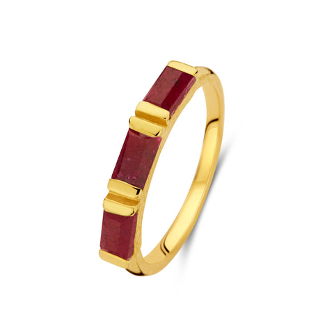 Inel placat cu aur cu pietre rubin - 163S0301