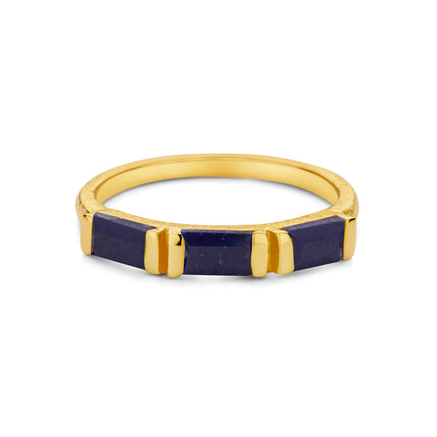 Inel placat cu aur cu pietre de safir - 163S0302