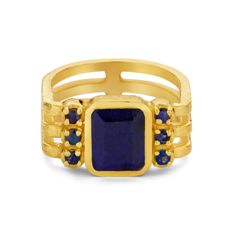 Inel placat cu aur cu piatra de Safir - 163S0305