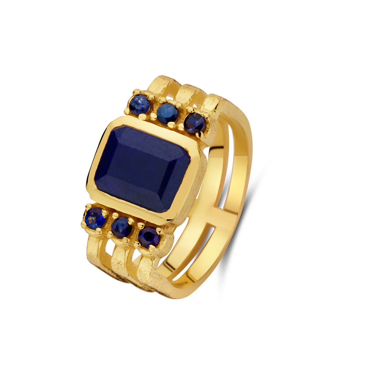 Inel placat cu aur cu piatra de Safir - 163S0305