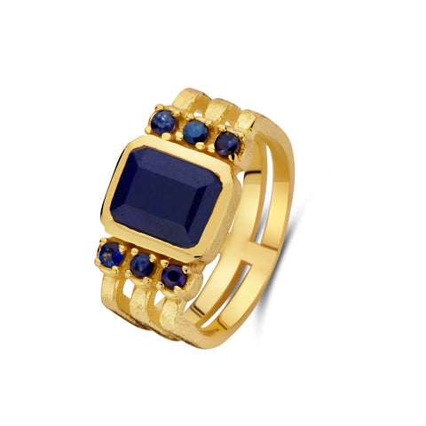 Inel placat cu aur cu piatra de Safir - 163S0305