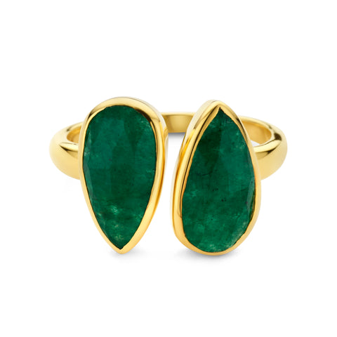 Inel placat cu aur cu smarald - 163S0306