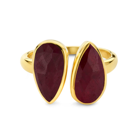 Inel placat cu aur cu rubin - 163S0307