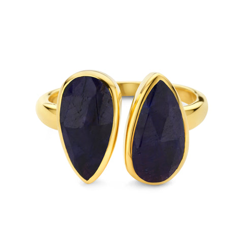 Inel placat cu aur cu safir - 163S0308