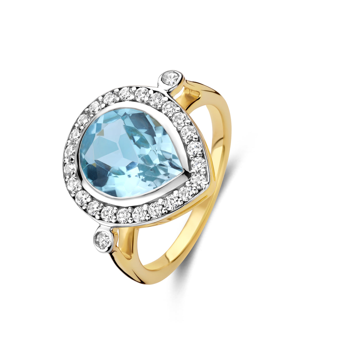 Inel placat cu aur cu topaz si zirconiu - 247S0021