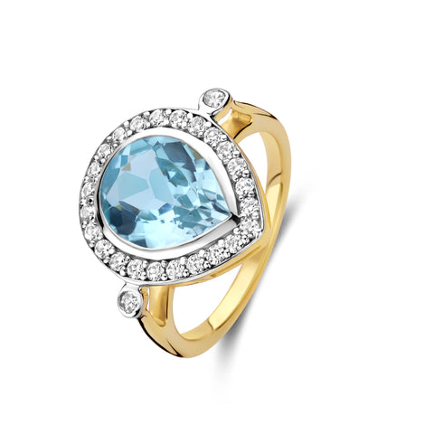 Inel placat cu aur cu topaz si zirconiu - 247S0021