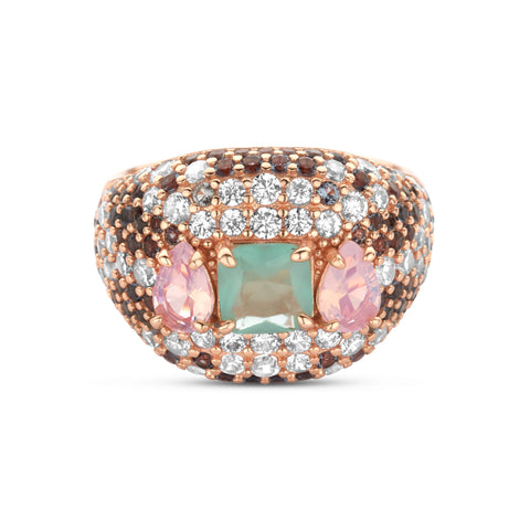 Inel placat cu aur cu zirconiu colorat - 252S0058