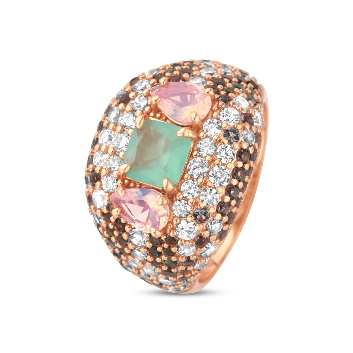 Inel placat cu aur cu zirconiu colorat - 252S0058