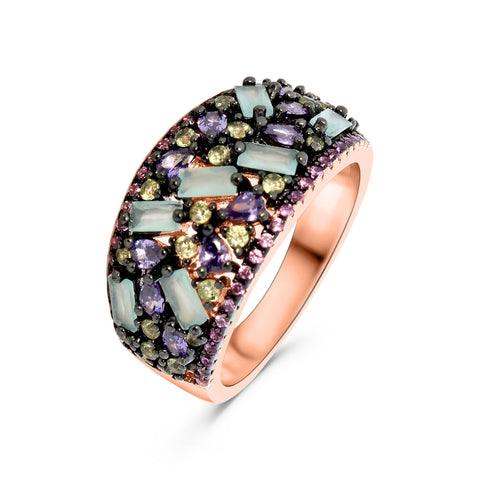 Inel placat cu aur roz si pietre pretioase 252S0063