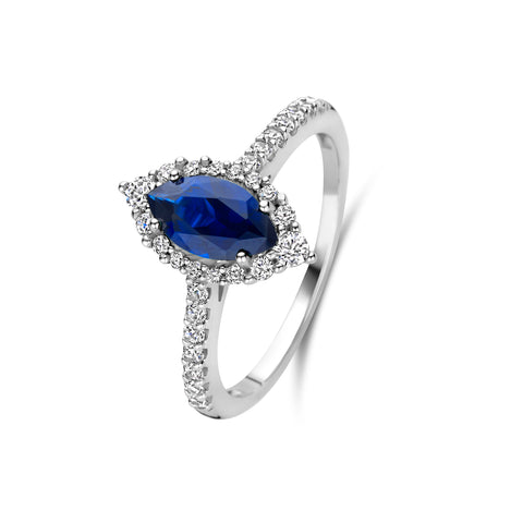 Inel din argint sterling cu zirconiu marquise albastru - R18812BL