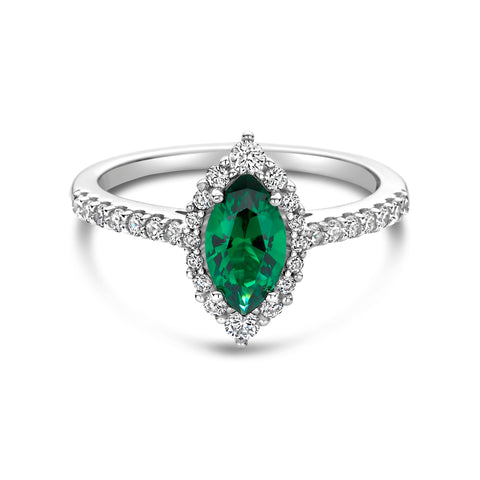 Inel din argint sterling cu zirconiu marquize verde - R18812G