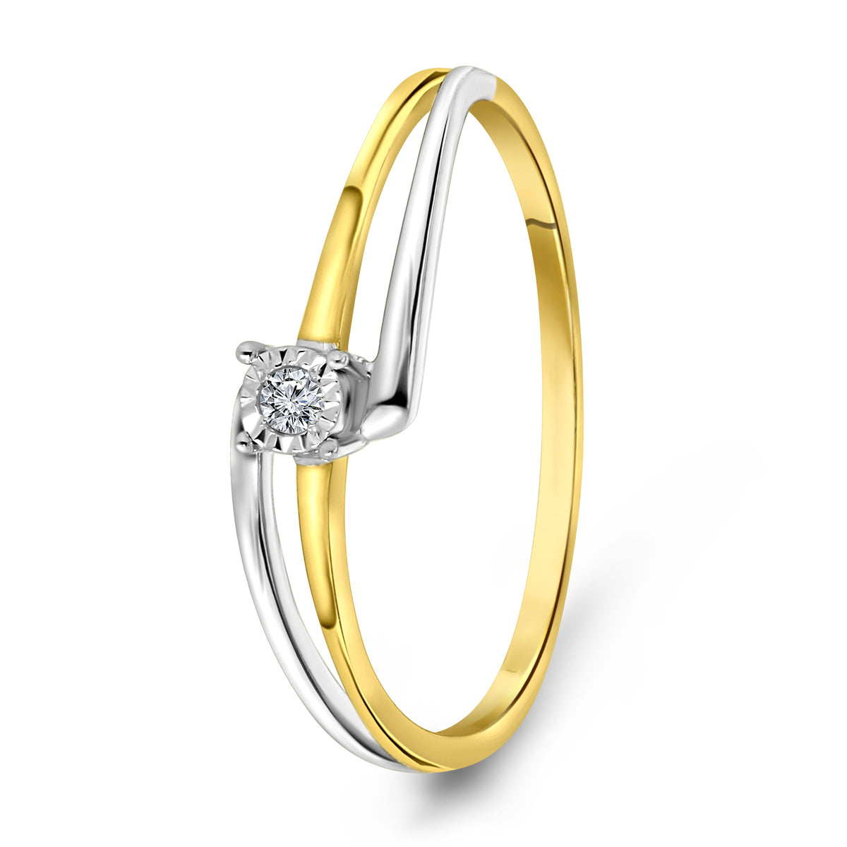 Inel bicolor cu diamant R480-IGR-25449TT-YW