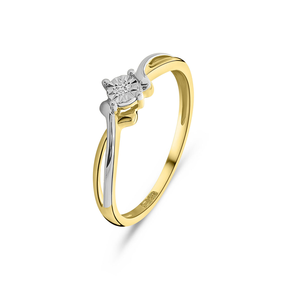 Inel bicolor miracle cu diamant R480-L-PL-34964-YW