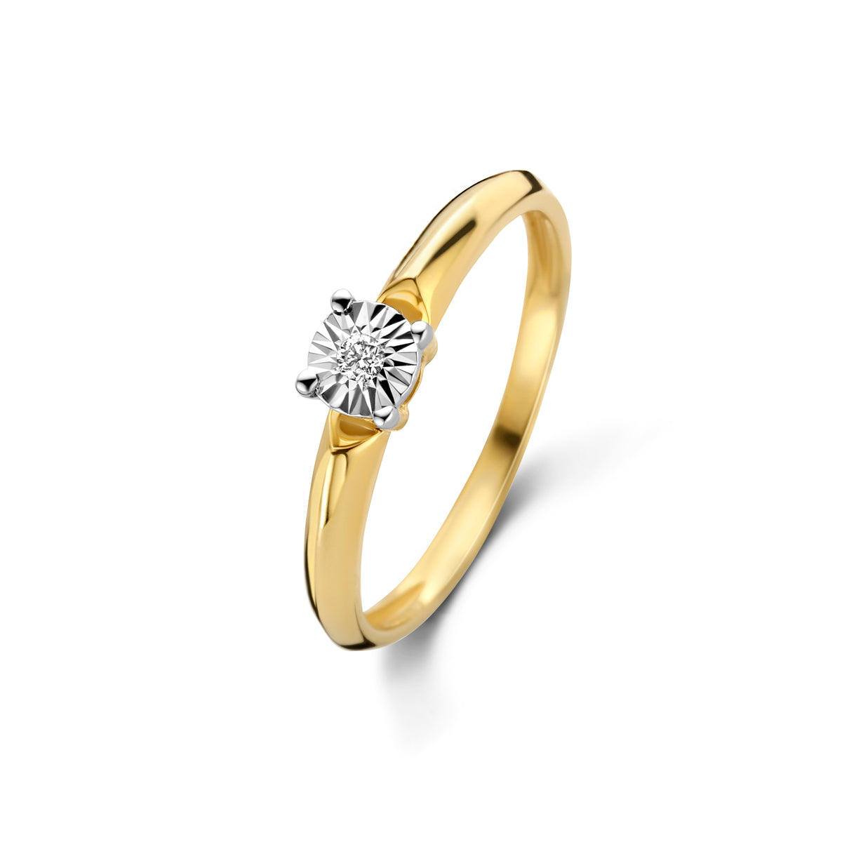 Inel cu diamante din aur galben pentru femei R480-L-PL-35232-YW