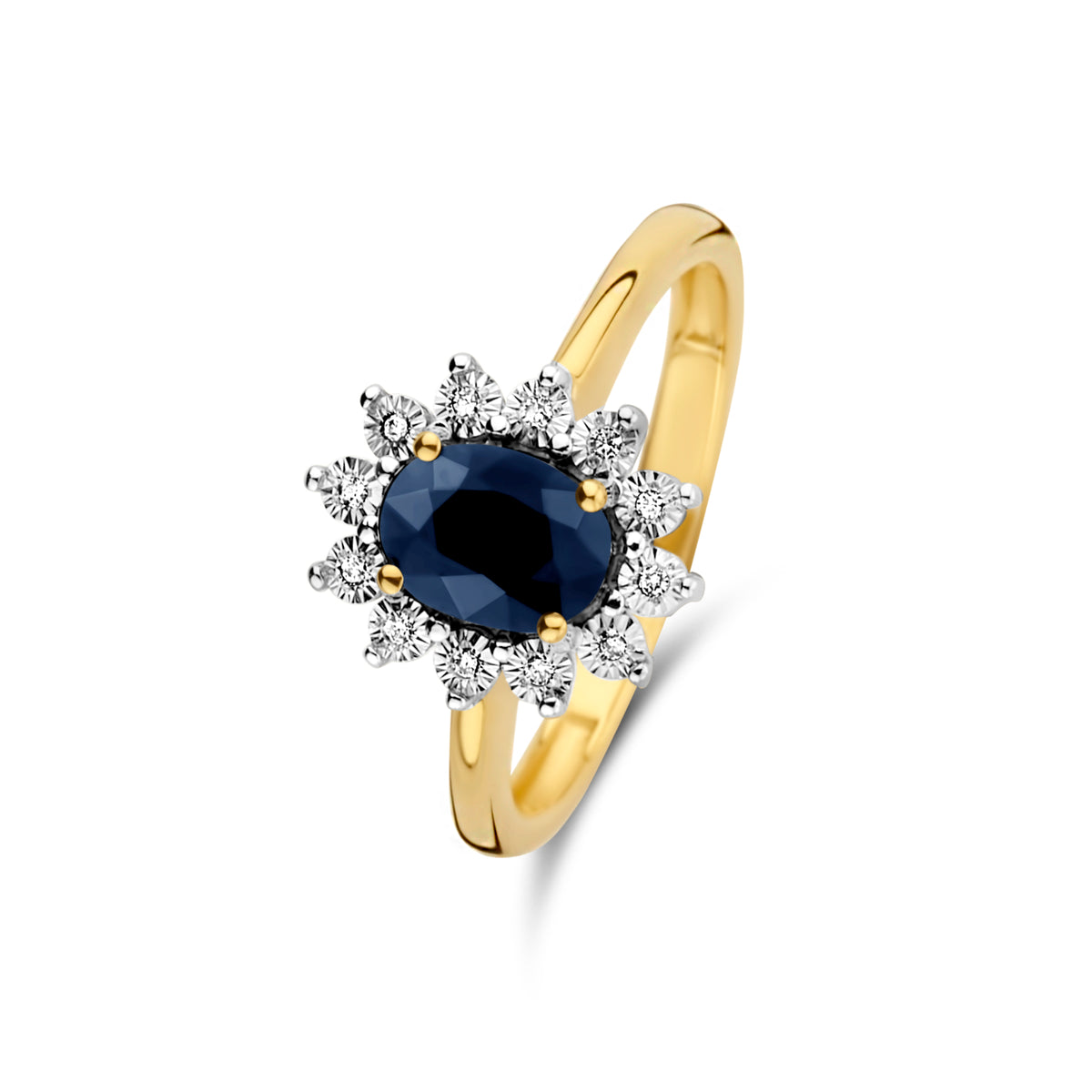 Inel din aur galben cu safir și diamant R480-L35016B-SA-YW