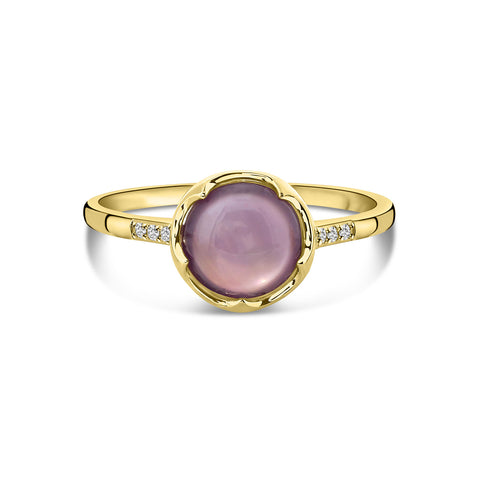 Inel din aur galben ametist cu diamante R480-RC040001AAH-AM-Y