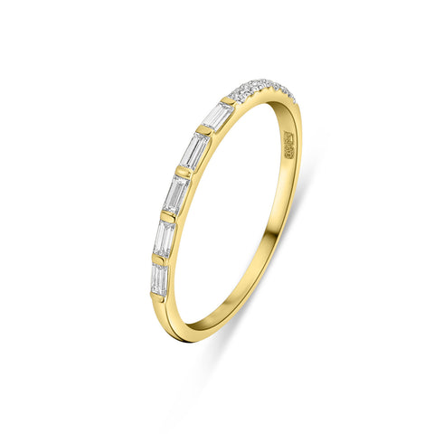 Inel din aur galben cu diamante taiate briliant si baguette R480-RC120045ADI-Y