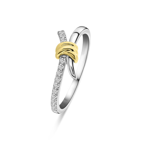 Inel bicolor loveknot cu diamante R480-RC530009ADI-YW