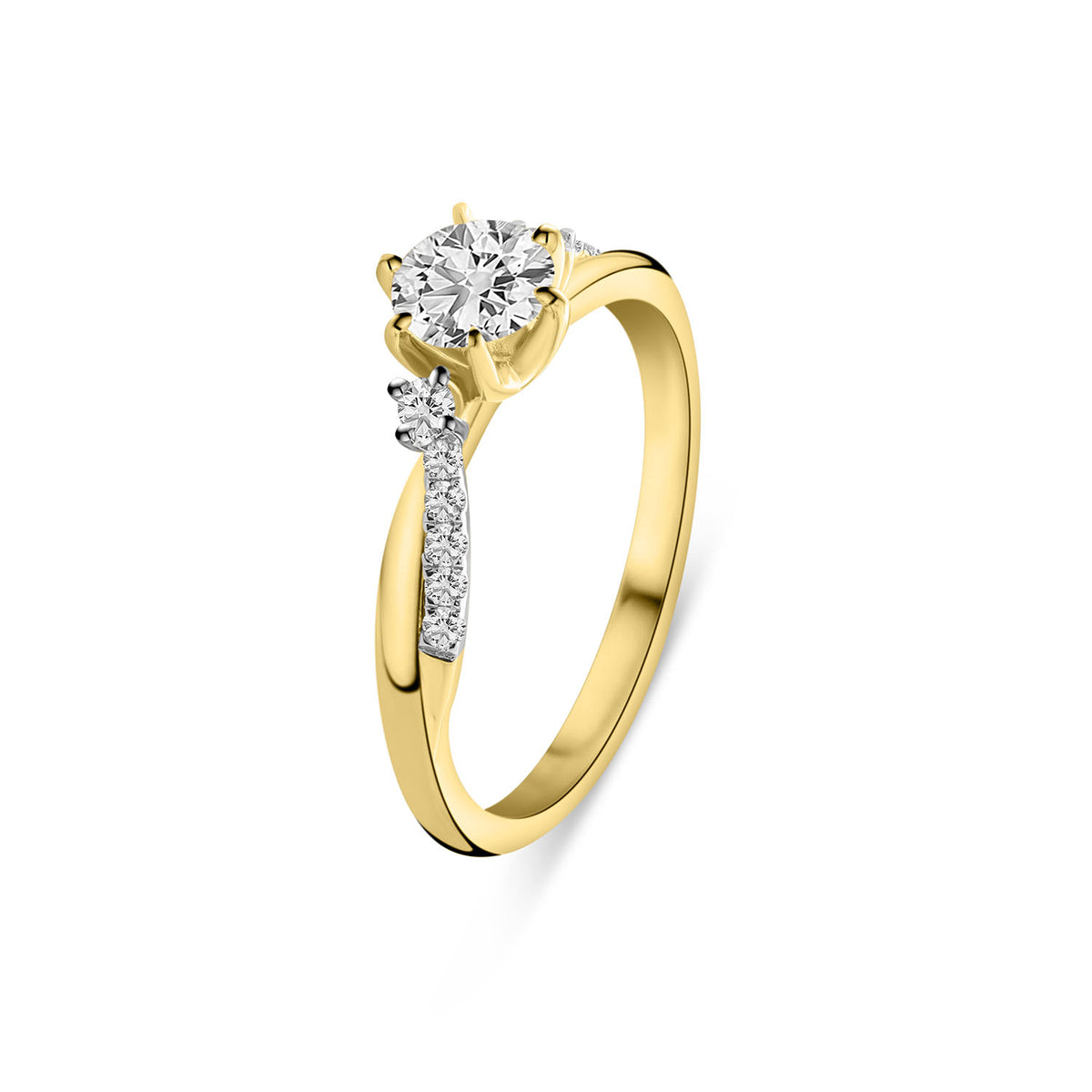 Inel din aur galben cu diamant cultivat în laborator R480-RHU03327-LG-060-Y