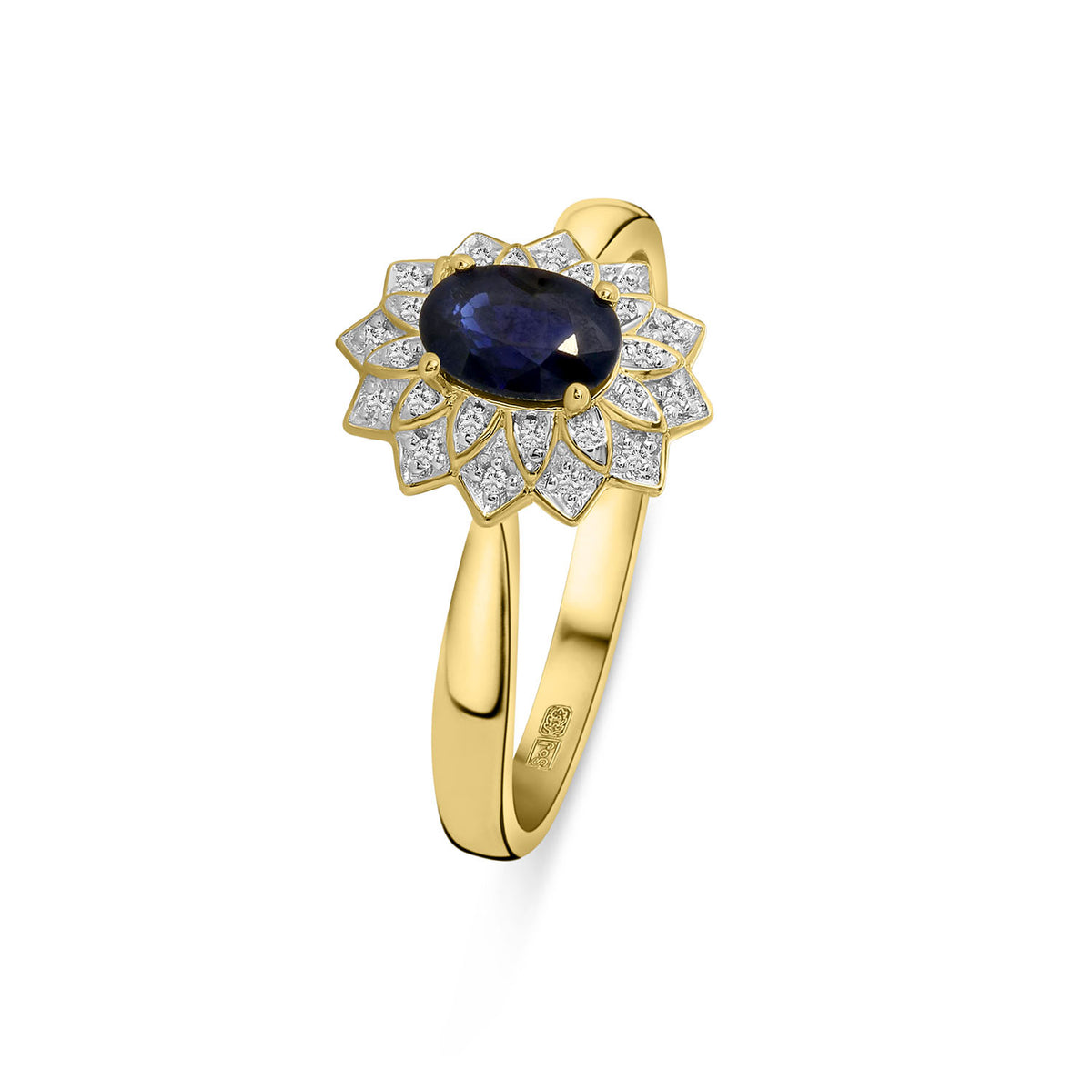 Inel din aur galben cu safir si diamant R480-RO030103-SA-Y