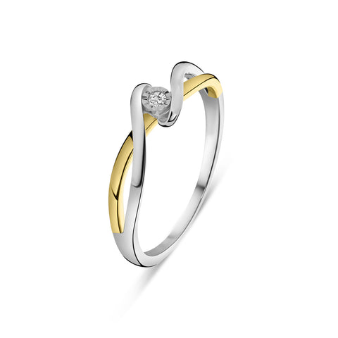 Inel de dama bicolor cu diamante R480-RR010220ADI-YW