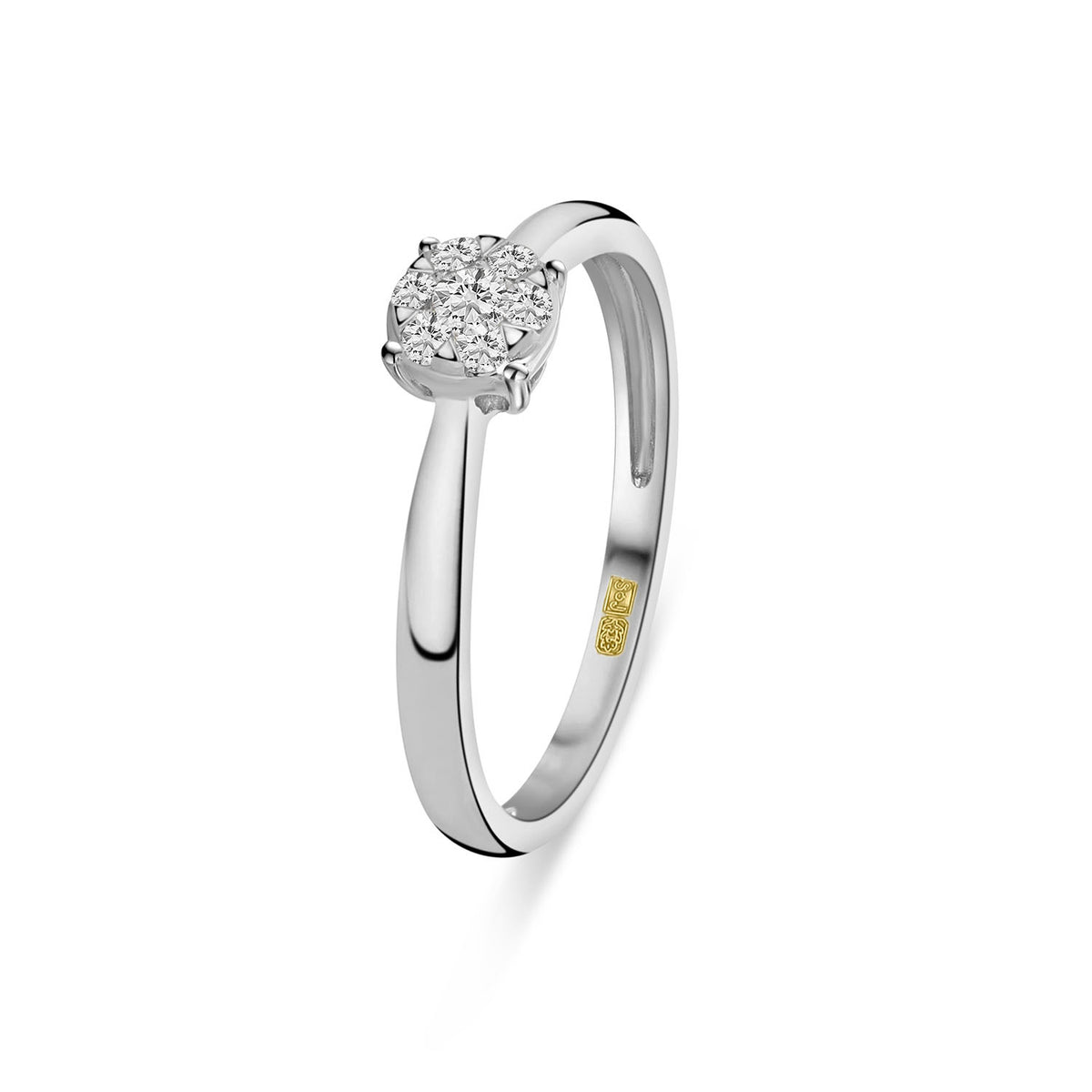 Inel din aur alb cu anturaj si diamant R480-RR010303ADI-W