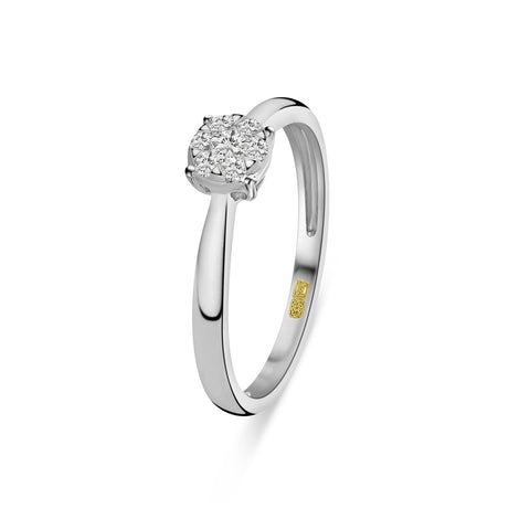 Inel din aur alb cu anturaj si diamant R480-RR010303ADI-W