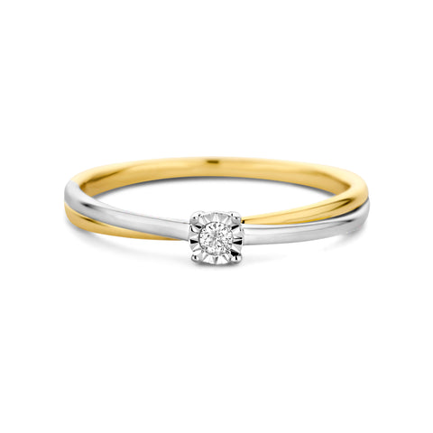 Inel din aur alb-galben cu diamant 42557686