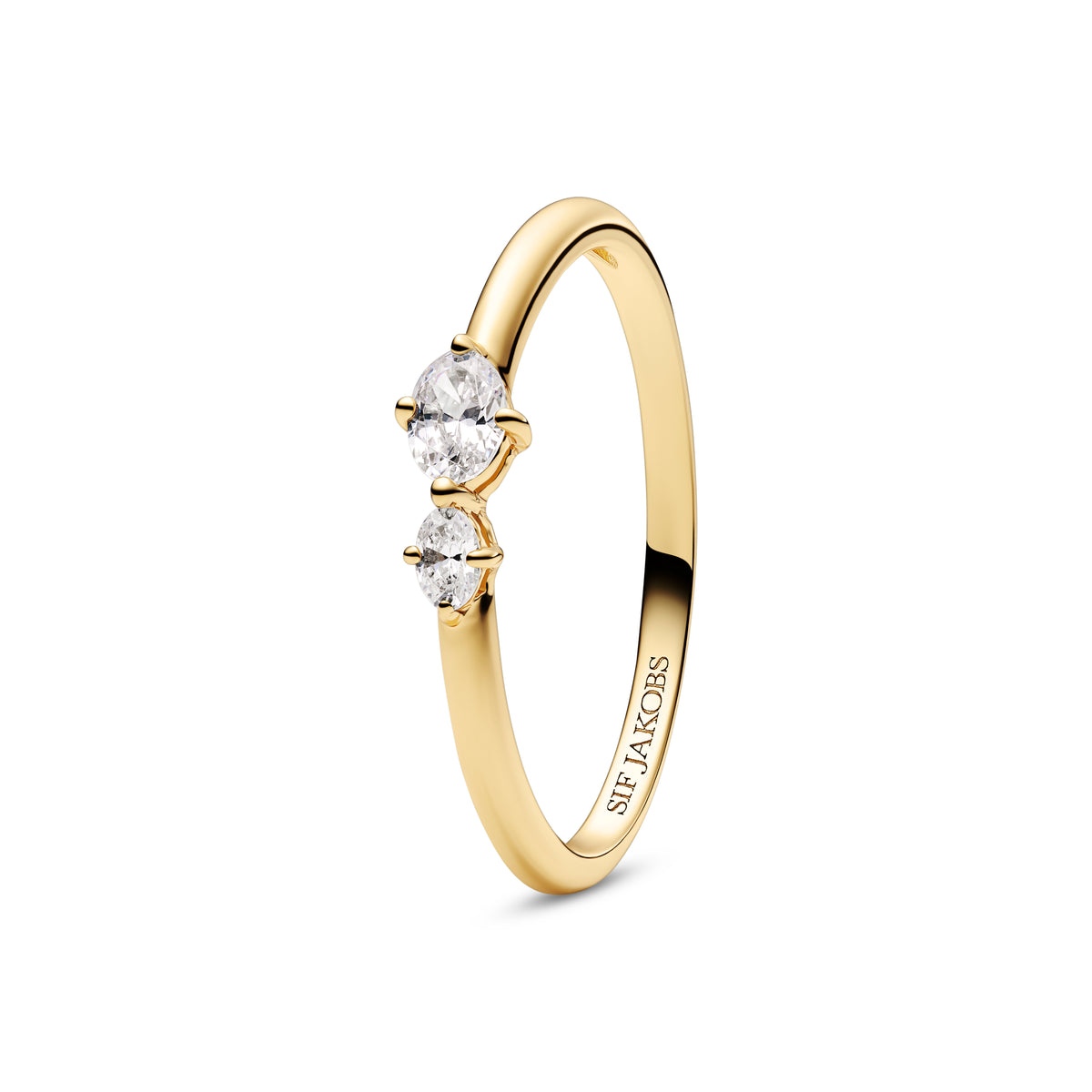 Inel Oval Due placat cu aur cu zirconiu - SJ-R2745-CZ-YG