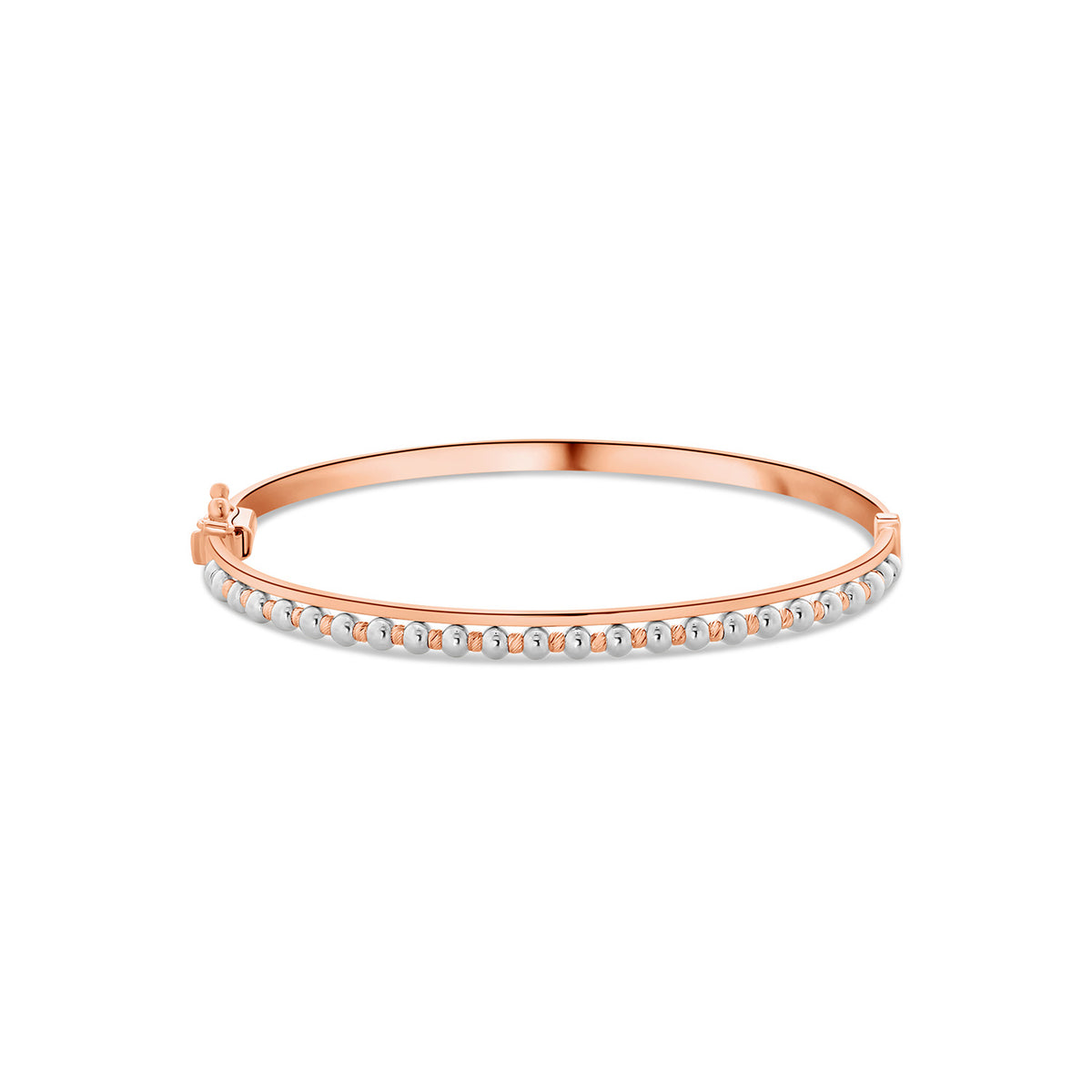 Bratara din aur roz cu margele din aur alb V122-VXXTB203131-RW