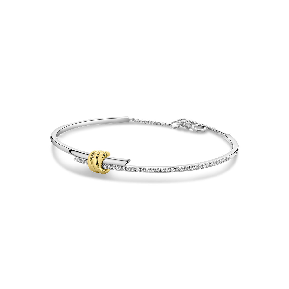 Brățară bicoloră cu nod de dragoste și diamante V480-GC530009ADI-YW